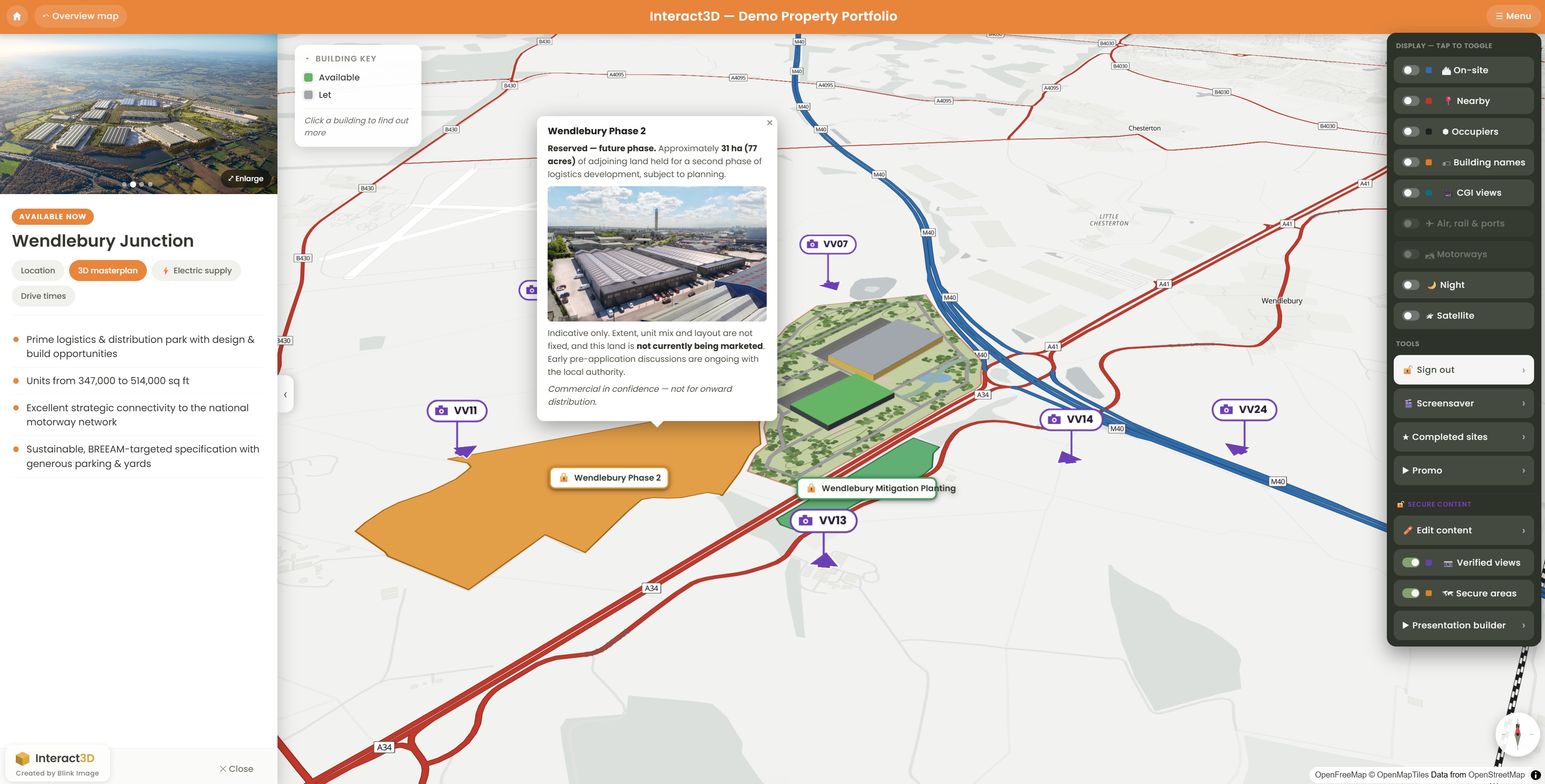 Interact3D secure data room - login-gated confidential material shared only with named parties